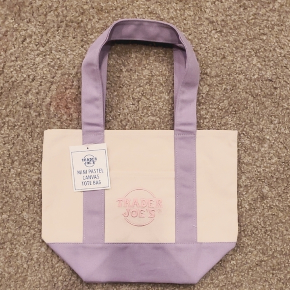 Purple and Cream Canvas Tote Bag